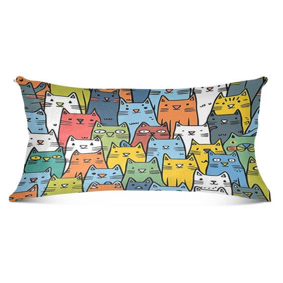Funny Cats Head Plush Pillow Cases Body Size Ultra Soft Warm Pillowcases with Zipper 20"x54"