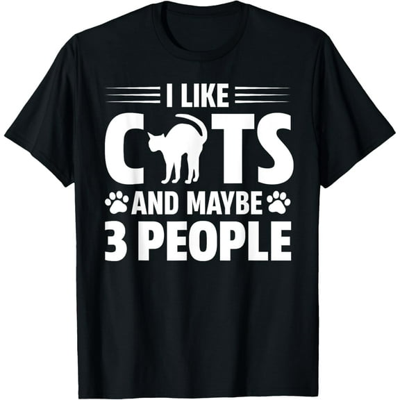 Funny Cats, I Like Cats And Coffee And Maybe 3 People T-ShirtMen and women, White Black T-shirt, size: Extra large S-692XL