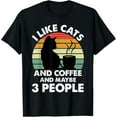 thumbnail image 1 of Funny Cats, I Like Cats And Coffee And Maybe 3 People T-ShirtMen and women, White Black T-shirt, size: Extra large S-694XL, 1 of 4