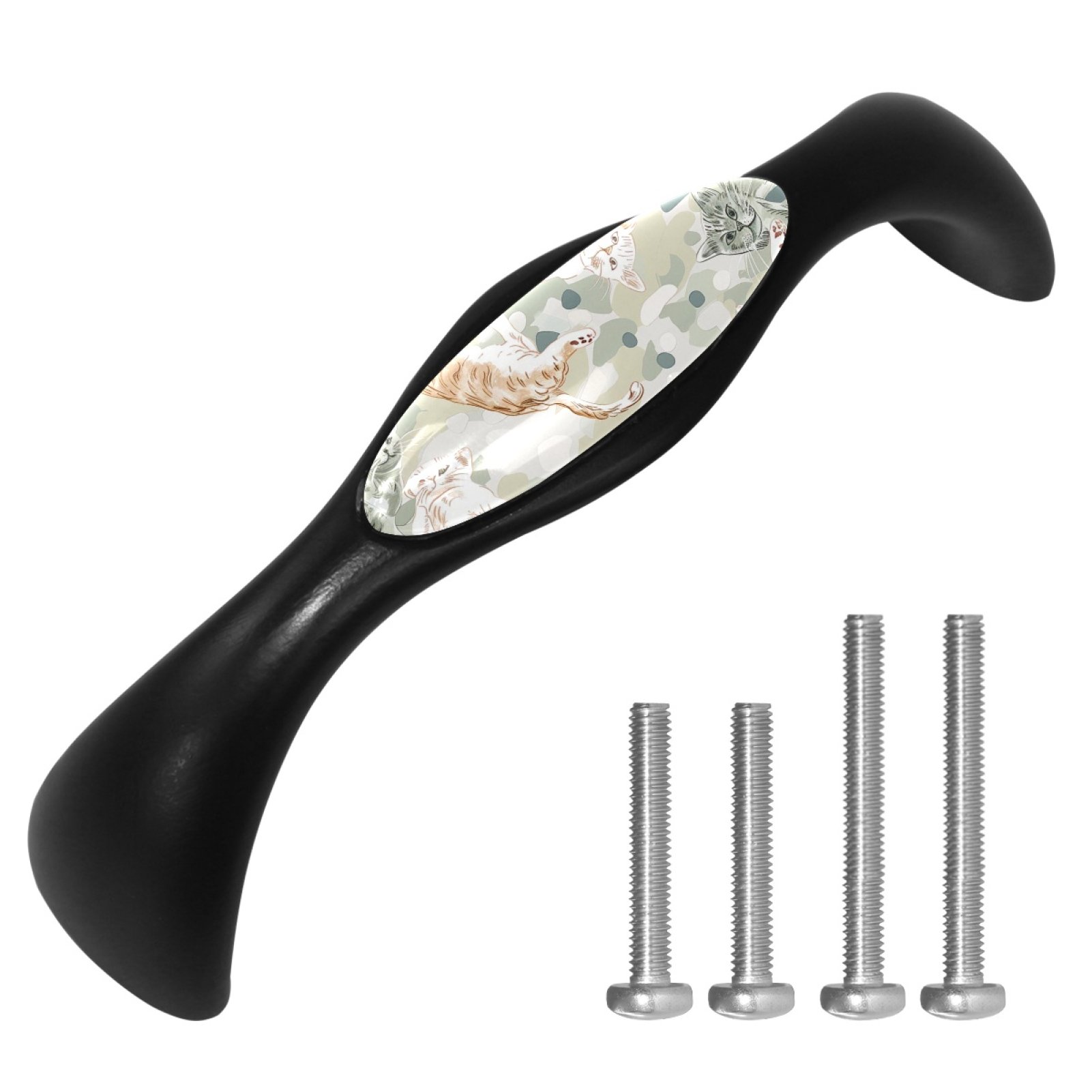 Funny Cats Kitchen Pull Knobs Drawer Hardware Handles for Door