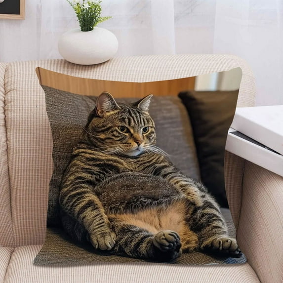 Funny Cats Print Decorative Throw Pillow Cover 17.7x17.7in Pillowcase Cushion Case for Sofa Couch Bedroom Living Room Home Decor