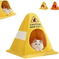 thumbnail image 1 of Funny Caution Bad Cat Bed, 2026 Cute Soft Fleece Cozy Zipper Pet House with Detachable Inner Padding(Yellow,L), 1 of 7