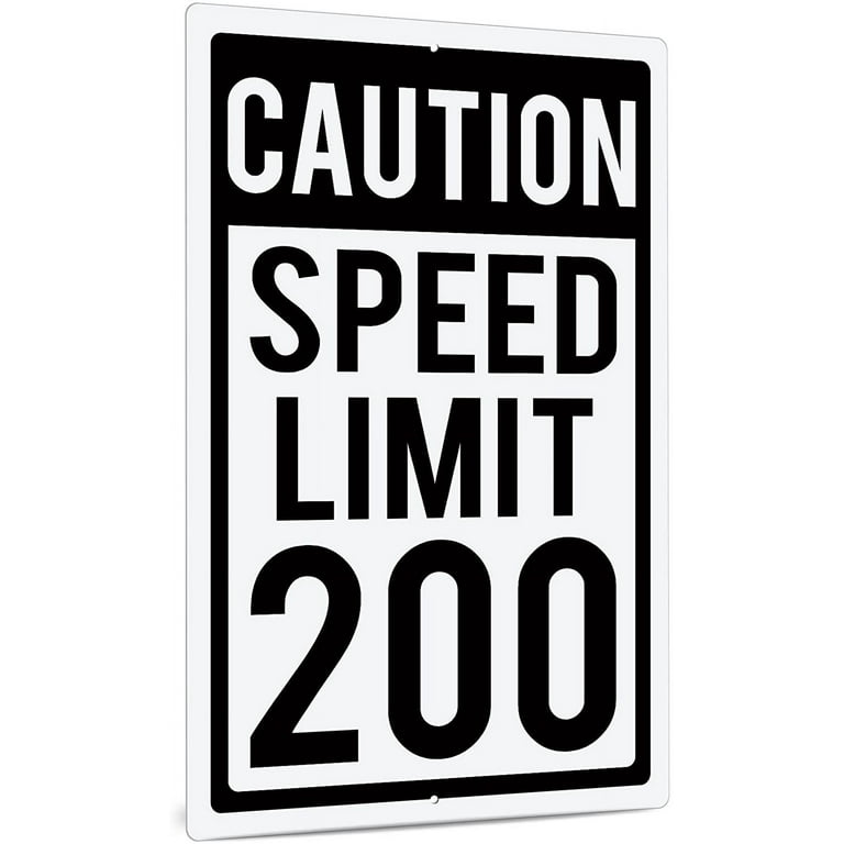 USA SPEED LIMIT看板　ジャンク Funny Caution Metal Sign, Speed Limit 200 Decor, Black And