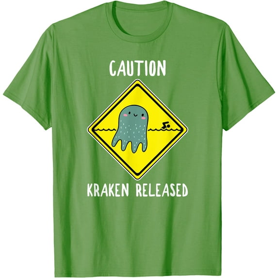 Funny Caution Sign Kraken Octopus Release Softstyle Unisex T-Shirt,Lime Color,Size 3T