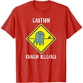 thumbnail image 1 of Funny Caution Sign Kraken Octopus Release Softstyle Unisex T-Shirt,Red Color,Size 3T, 1 of 5
