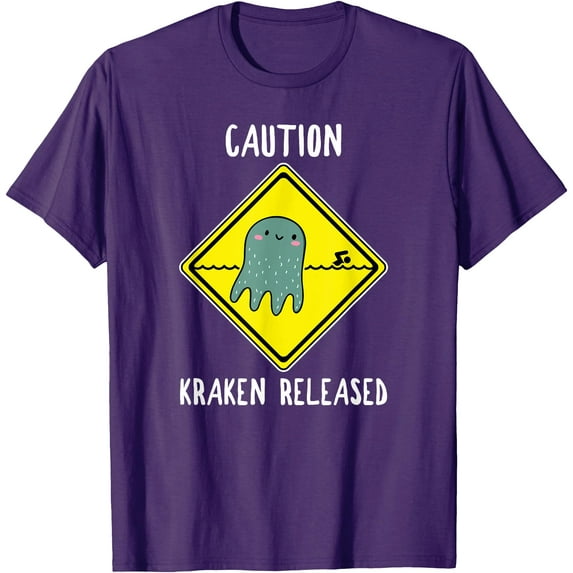Funny Caution Sign Kraken Octopus Release Softstyle Unisex T-Shirt
