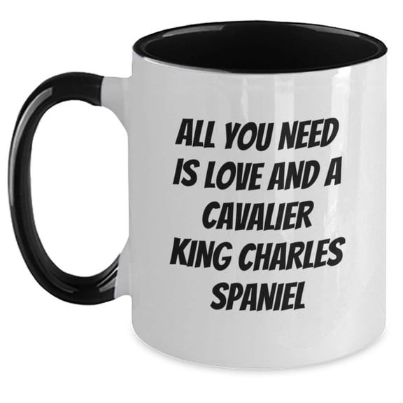 Funny Cavalier King Charles Spaniel Dog Gifts for Men - All You Need Is Love And A Cavalier King Charles Spaniel Christmas Mugs from Family