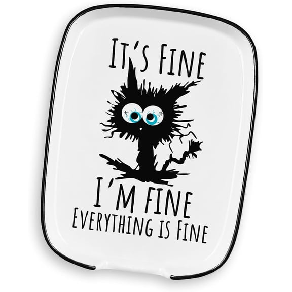 Funny Ceramic Spoon Rest for Kitchen Stove Top Counter, Heat Resistant Spoon Holder, Cooking Utensils Holder, Kitchen Decor for Cooking Lovers, Teal Decor and Accessories Cute Cat