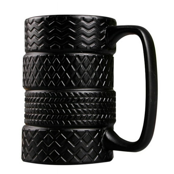 Funny Ceramic Tire Mugs 500ML Capacity Coffee Mug Breakfast Cereal Milk Tea Water Cup Office Tire Cup Mug Novelty Gifts,1 x Ceramic Tire Mug,Black
