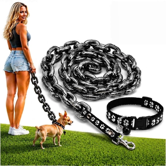 Funny Chain Dog Leash, Giant Plastic Fake Chain, Looks Like A Heavy Chain, With A Lightweight Pet Walking Rope For Small Dogs & Funny Walks, Pets Photo Props,39.4 Inch