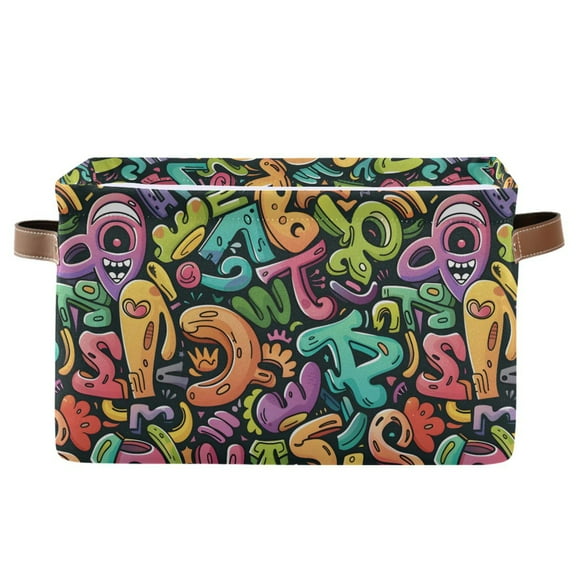 Funny Characters Storage Bins with Handle Fabric Organizer Basket Foldable Box 1 Pack 14.2x10.2x8.3