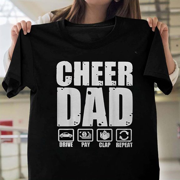 Funny Cheer Dad Proud Cheerleader Father Humor Father's Day Art T-Shirt Unisex, up to 5XL
