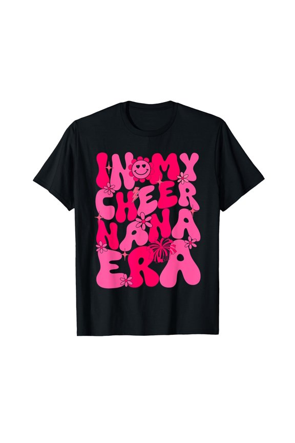 Funny Cheer Nana Quote T-Shirt for Niece and Nephew - Cool Black Tee with Playful Pink Design