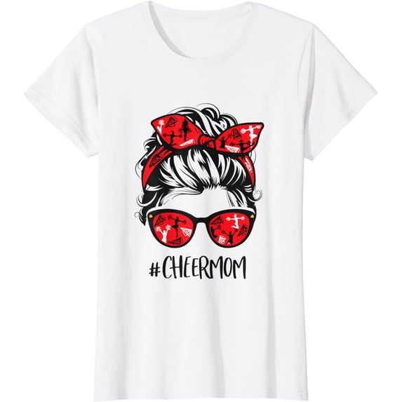 Funny Cheerleading Mom Messy Bun Cheer Mom T-Shirt