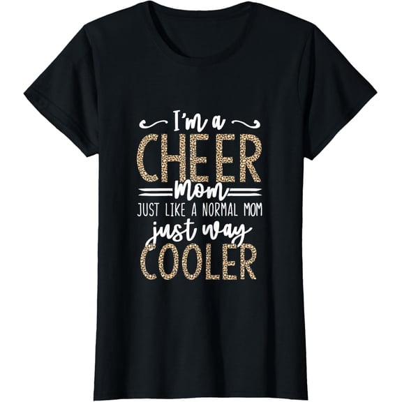 Funny Cheerleading Mother Leopard Cheetah Print Cheer Mom T-Shirt