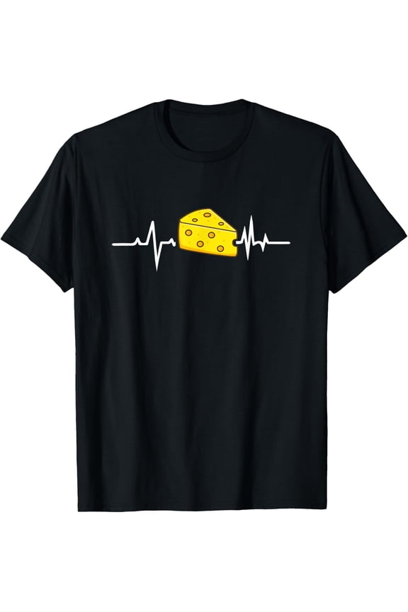Funny Cheese Art For Men Women Kids Cheese Lovers Heartbeat T-Shirt