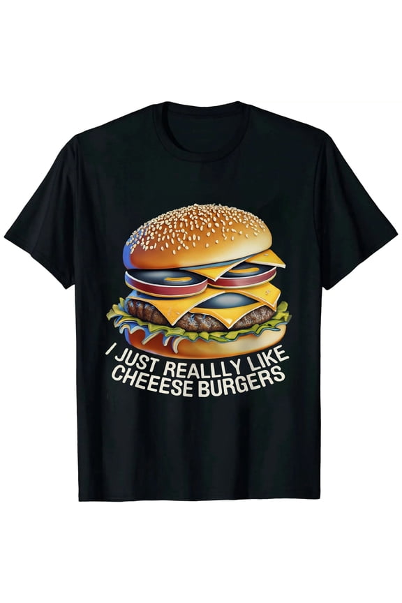 Funny Cheeseburger Graphic T-Shirt Retro Foodie Hamburger Lover Unisex Short Sleeve Tee Top