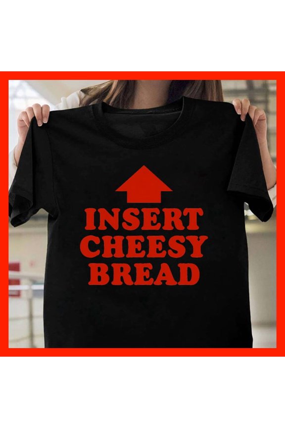 Funny Cheesy Bread Graphic Tee - Retro Food Lover Shirt, Humorous Arrow Design, Casual Comfort Top T659, for men and women, Extended Sizes Up to 5XL