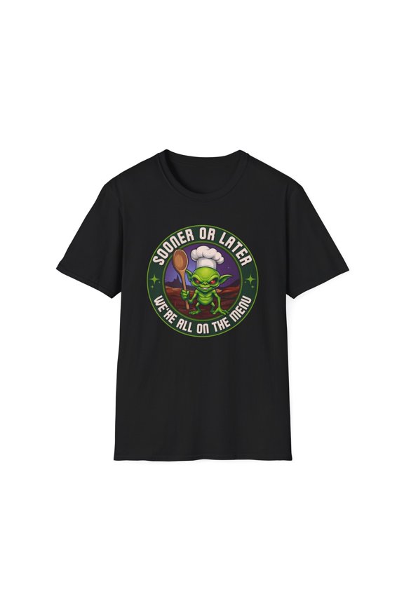 Funny Chef Alien T-Shirt, Unisex We're All On The Menu Shirt, Gift for Foodies