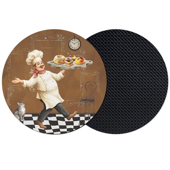 Funny Chef Coasters Set of 2, Absorbent Coasters for Drinks, Food Cooking Farmhouse Buffalo Plaid Brown Coaster for Desk Coffee Table Protection, Home Decor House Warming Gifts 4"