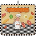 thumbnail image 1 of Funny Chef Themed Themed Dish Drying Mats for Kitchen Counter,Buffalo Plaid Black Microfiber Absorbent Dish Drainer/Rack Mat, Hangding Quick Drying kitchen Drying Mat,16x18in Machine Washable, 1 of 6