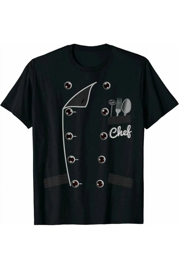 Funny Chef Uniform Costume Graphic T-Shirt for Men and Women - Culinary Cooking Baker Grill Master Tee - Retro Style Black Short Sleeve Top