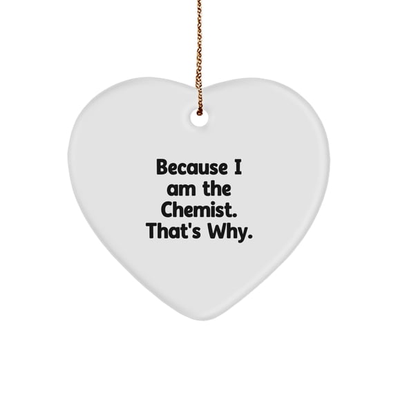 Funny Chemist Heart Ornament Gifts from Men to Friends, Because I Am The 'Chemist That's Why', Unique Christmas Unique Gifts for Chemist Women Coworkers Family