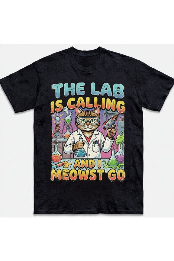 Funny Chemistry Cat T-Shirt The Lab Is Calling Meowst Go Science Gift Tee