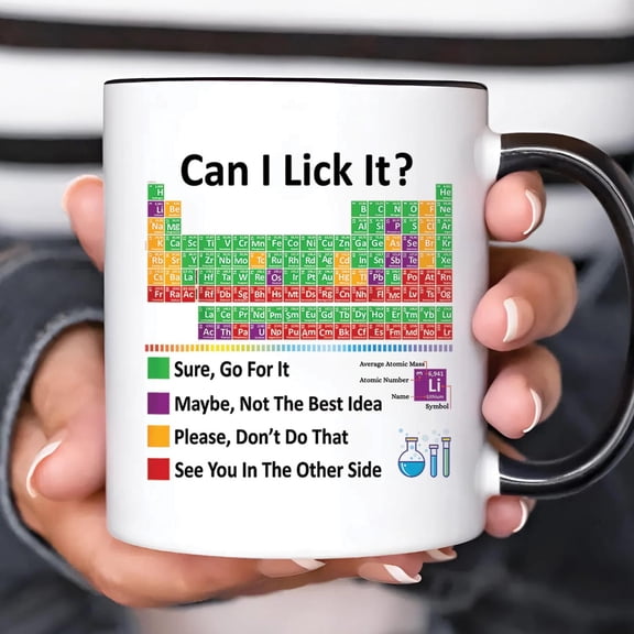 Funny Chemistry Mug, Can I Lick It Periodic Table Cup, Science Teacher Gift
