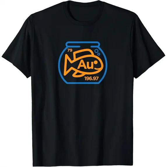 Funny Chemistry Periodic Table Goldfish Pun Gift for Science Teacher or Chemist Unisex Graphic Short Sleeve Novelty T-Shirt