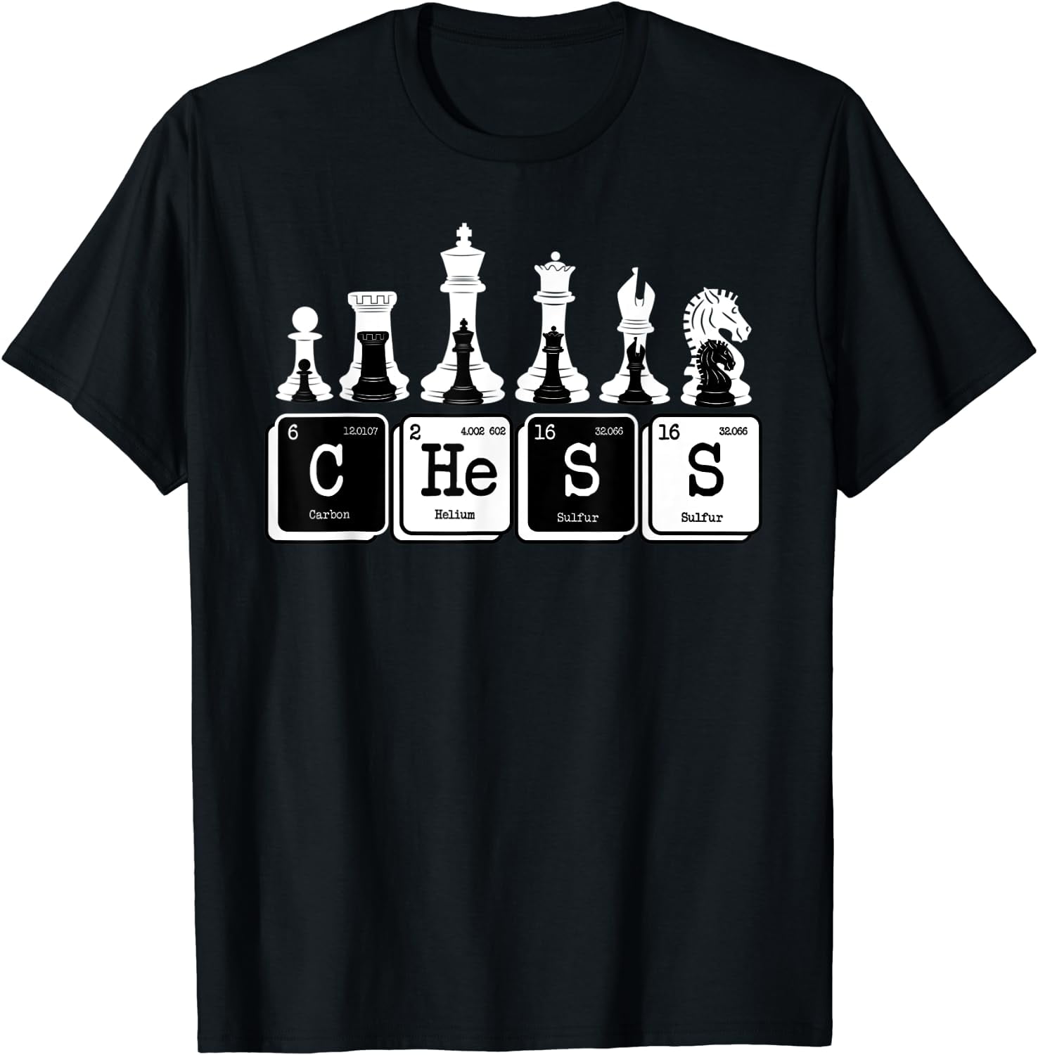 Funny Chess Set Pieces Periodic Table Board Game Player Gift TShirt Black Small