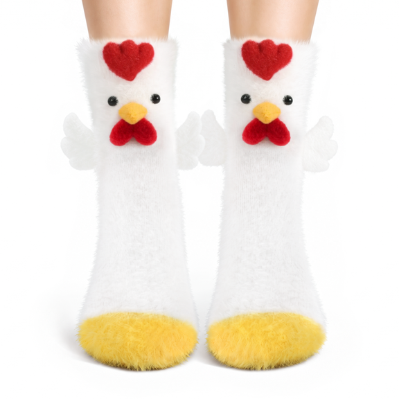 Funny Chick Socks for Women and Teen Girls - Cute Novelty Crazy Silly 3D Animal Socks Gift for Mom Girlfriend - Mothers Valentines Chick Lover Birthday Fun Gift Ideas Christmas Stocking