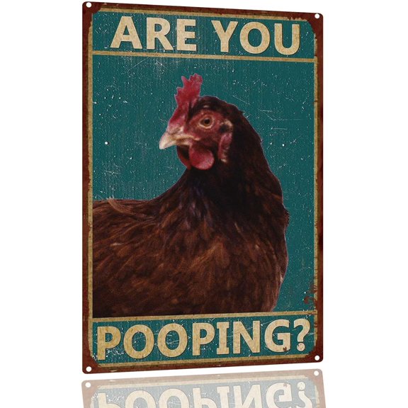 Funny Chicken Bathroom Metal Sign Sare You Pooping Sign Vintage Sign Retro Aluminum Tin Signs For Home Bar Bath Kitchen Wall Art Decor 8x12 Inch
