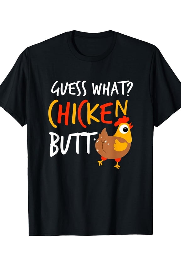 Funny Chicken Butt Cartoon Black Graphic T Shirt Tee