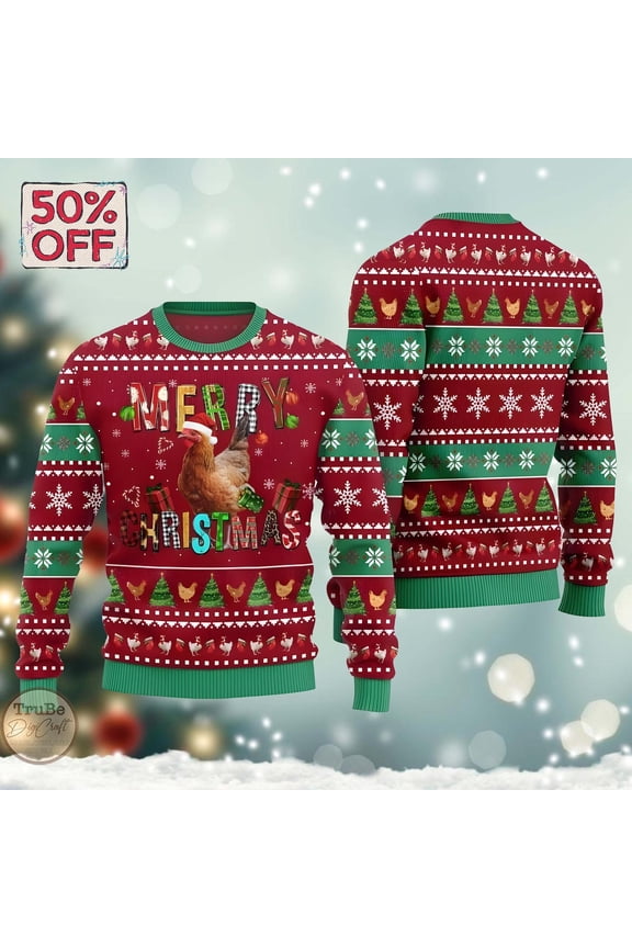 Funny Chicken Christmas Sweater: Farmhouse Holiday Pullover