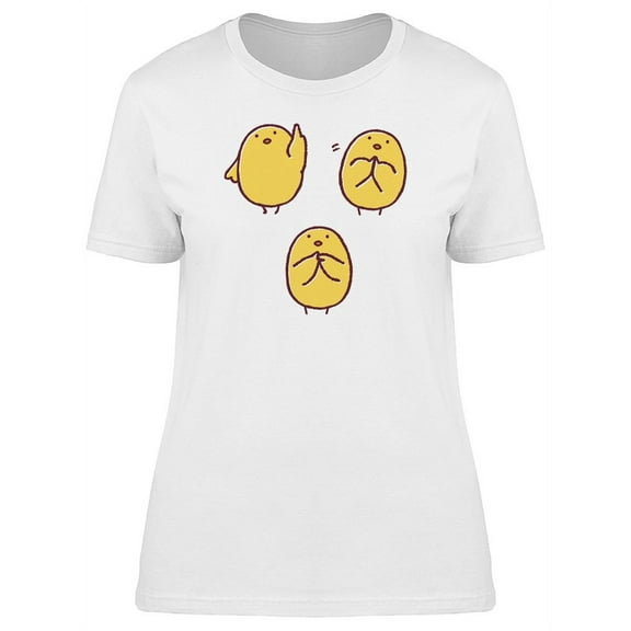 Funny Chicken Cute Poses Cartoon T-Shirt Women -Image by Shutterstock, Female Large