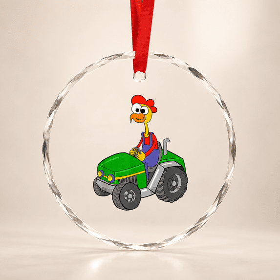 Library Cartoon Inage Funny Chicken Driving Farm Tractor Cartoon Driver Lawn Mower Glass ...