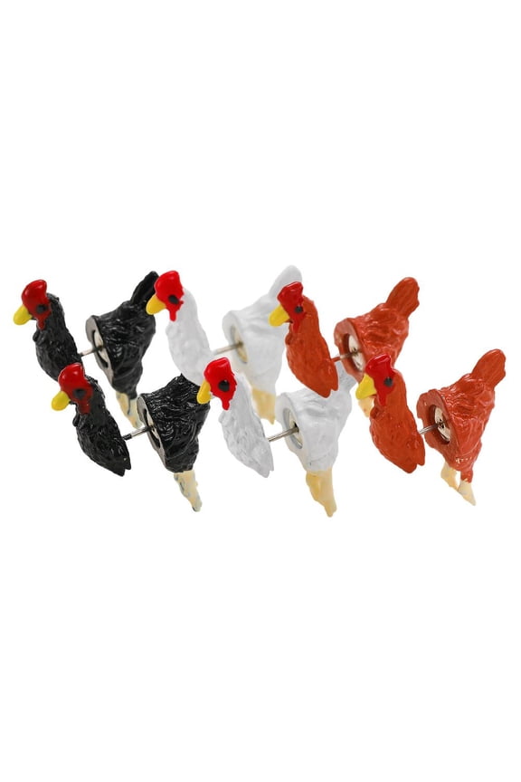 Funny Chicken Earrings for Women, Cute 3D Chicken Stud Earrings Simulation Hen Earrings Personalized Animal Holiday Jewelry Gifts for Women