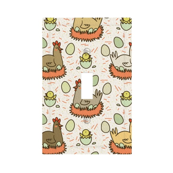 Funny Chicken Egg Cute Farm Light Switch Cover Decorator Single Toggle Wall Plate 1-Gang Receptacle Outlet Decor