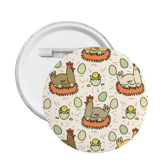 Funny Chicken Egg Cute Farm Round Button Pin Badge 5PCS Pinback Buttons Lapel Pin for Jacket, Backpack, Hat, Party Favor, Gift