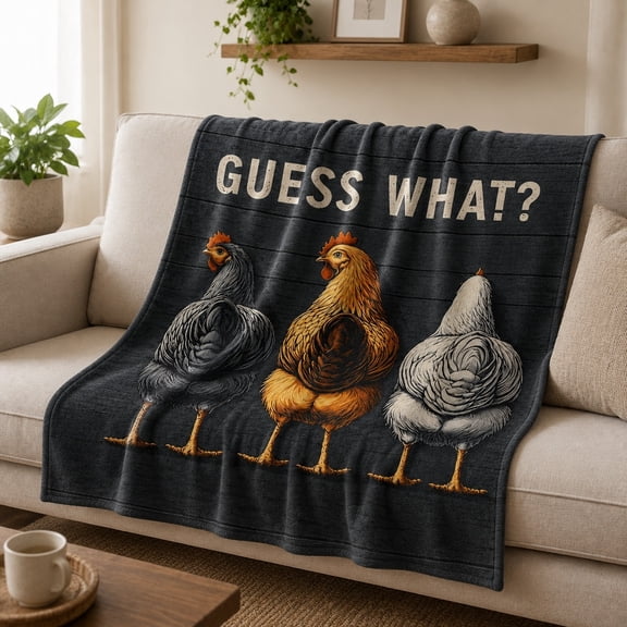 Funny Chicken Fleece Blanket, Farm Humor Throw Blanket, Soft Polyester Fleece