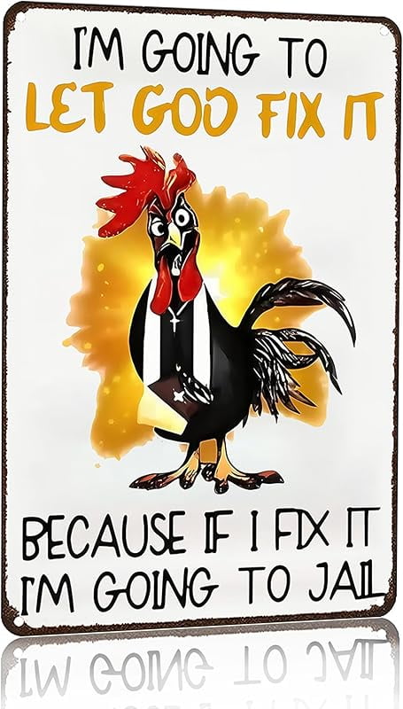 8×12 Inch Funny Chicken Gifts Tin Sign For Home Farm Chicken Coop Farmhouse Kitchen Garden Decor