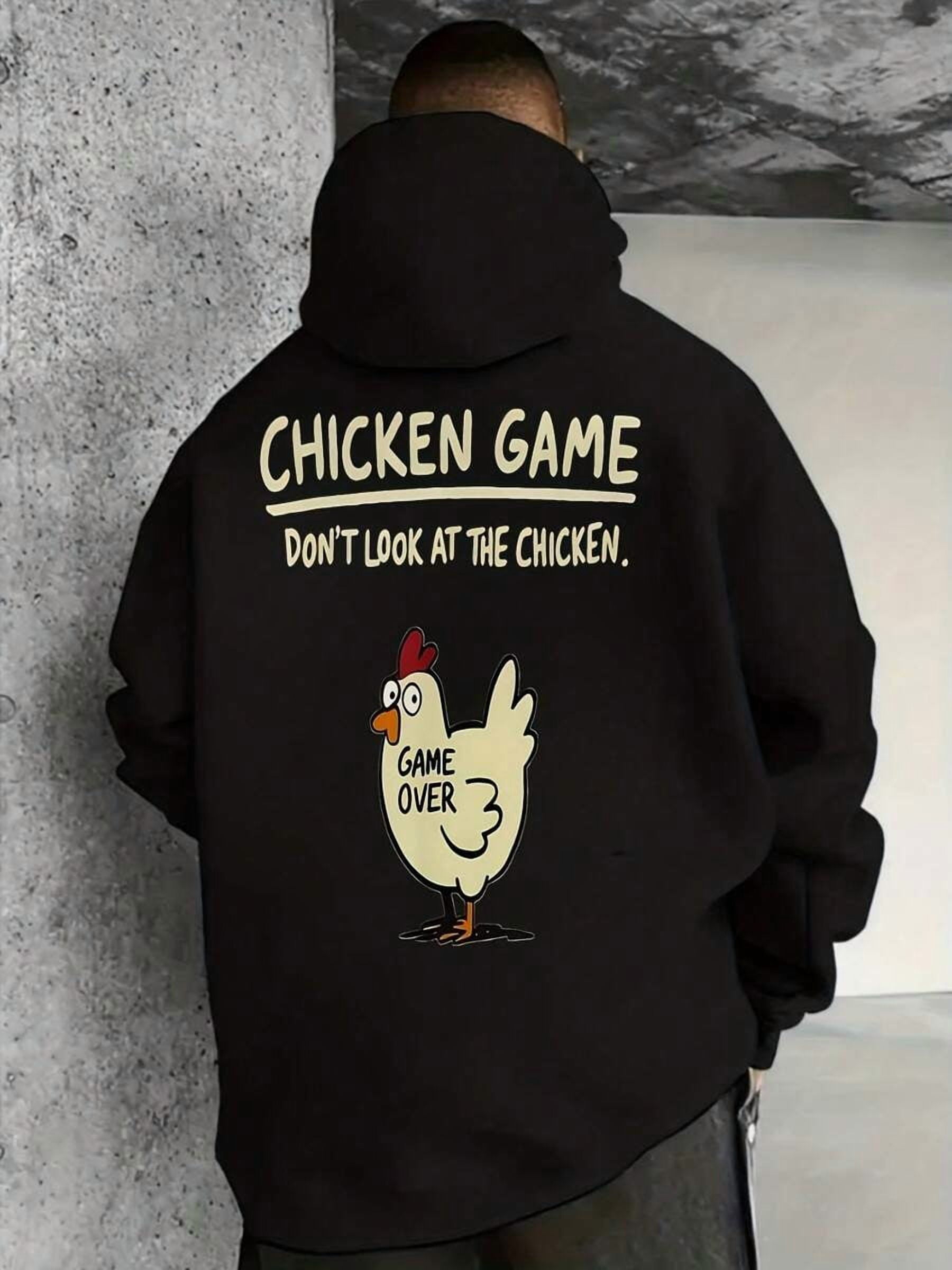 Funny Chicken Graphic Hoodie - Design - Black With Brown Text - Soft ...