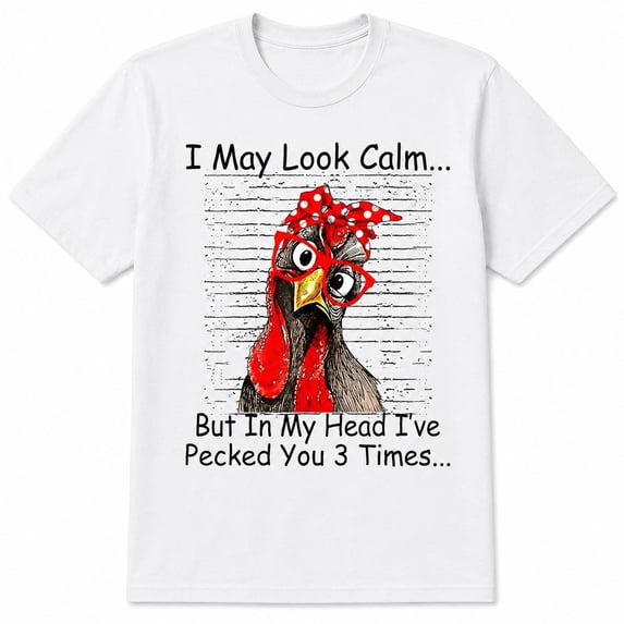 Funny Chicken Graphic T-Shirt – I May Look Calm Humor Tee, Unisex Cotton Shirt