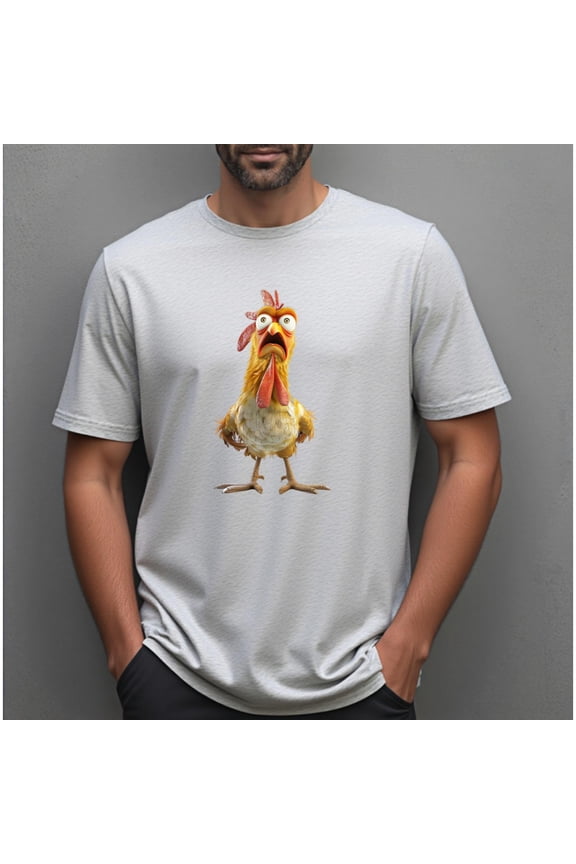 Funny Chicken Graphic Tee T-Shirt for Women , Pattern printing,Causal Short Sleeve Top,Crew neck,Loose,cotton,gray,S-3XL