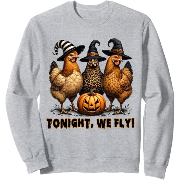 Funny Chicken Halloween Costume Sweatshirt – Tonight We Fly Retro Crewneck