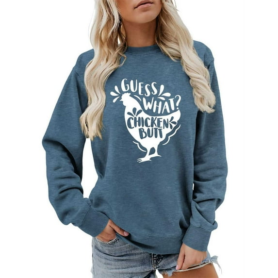 Funny Chicken Lovers Farm Life Pullover Sweatshirt For Women Vintage Long Sleeve Crew Neck Novelty Hoodie Shirt