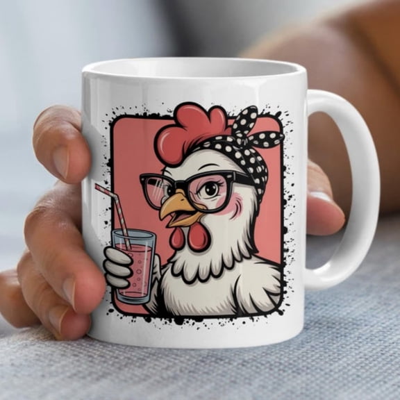 Funny Chicken Mug Summer Drink Novelty Mug.