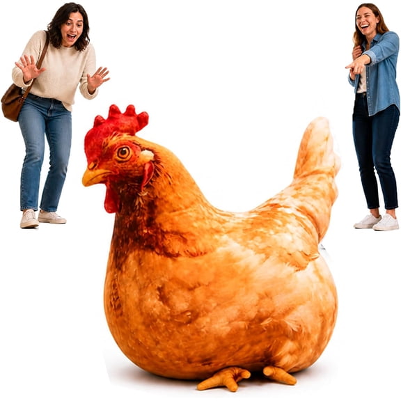 Funny Chicken Plush Pillow, Soft Stuffed Rooster Cushion With Lifelike Details, Farm Animal Home Decor, Fun Gag Gift For Chicken Lovers For Birthday And Holiday