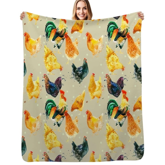 Funny Chicken Roosters Flannel Blanket Warm Soft Bedding Throws Winter Camping Chair Sofa Bed